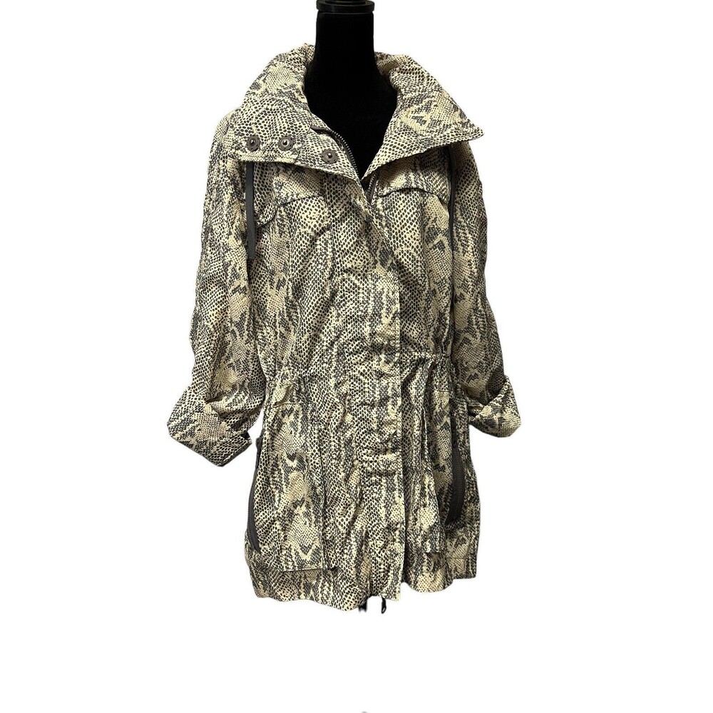 Anorak Brand Jacket Women's Python Snake Print XL Water Resistant Gray $154 MRSP